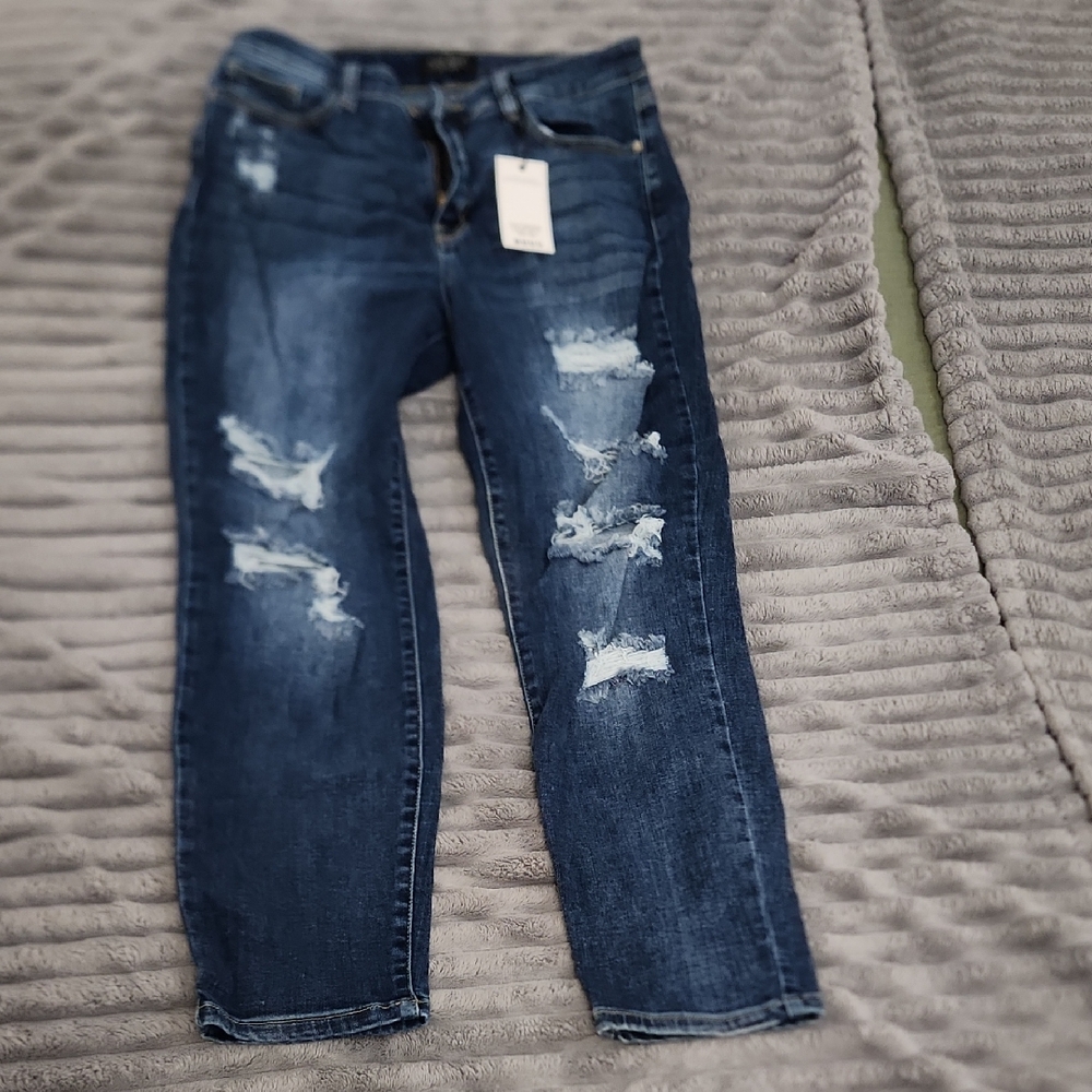 Judy Blue Dark Blue Distressed Skinny Jeans